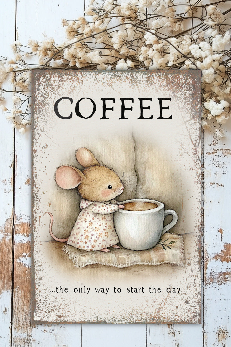 A4 Aluminium Sign - Coffee, The Only Way To Start The Day