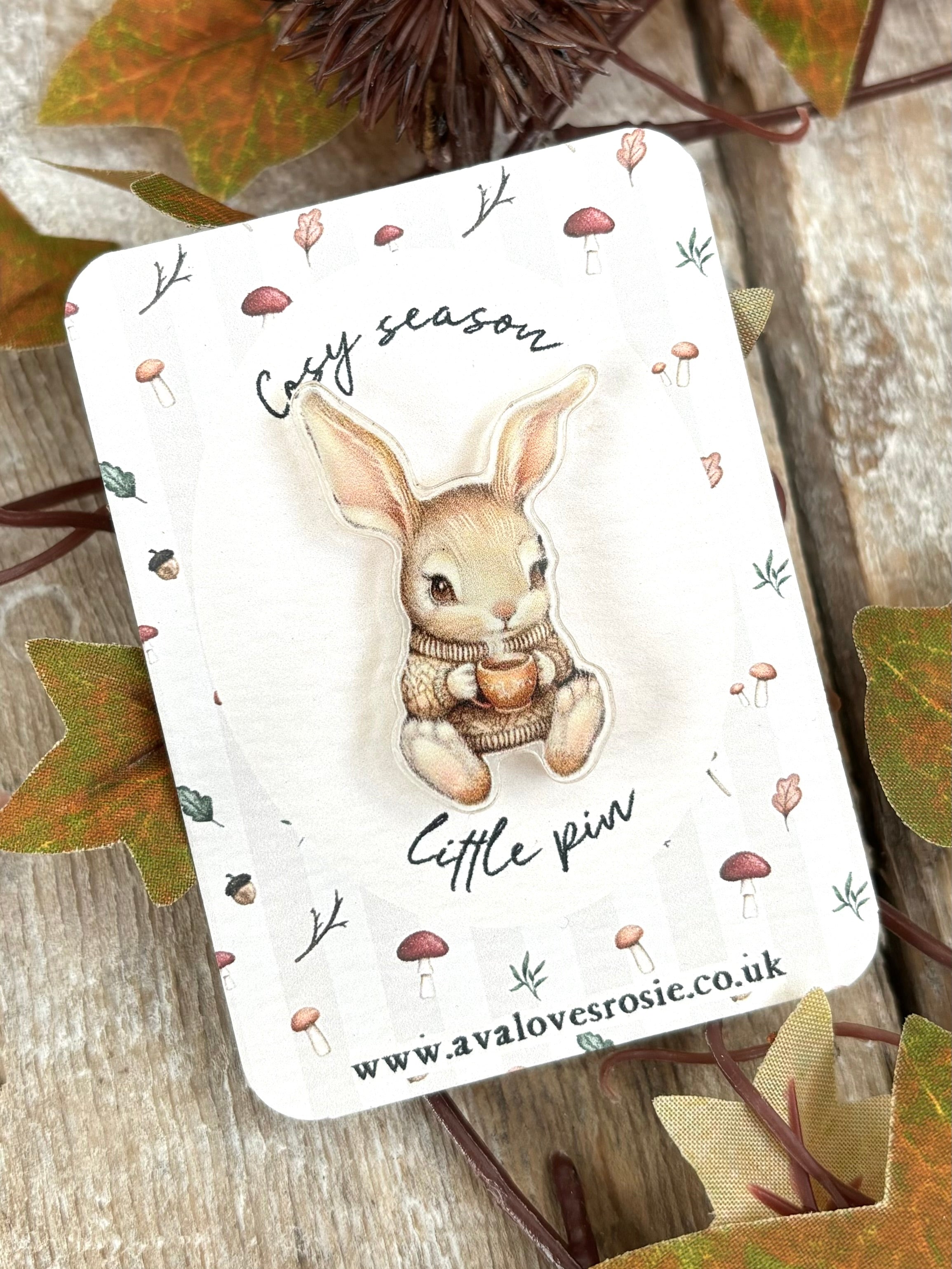 Adorable Little Cosy Season Pin / Brooch - Bunny