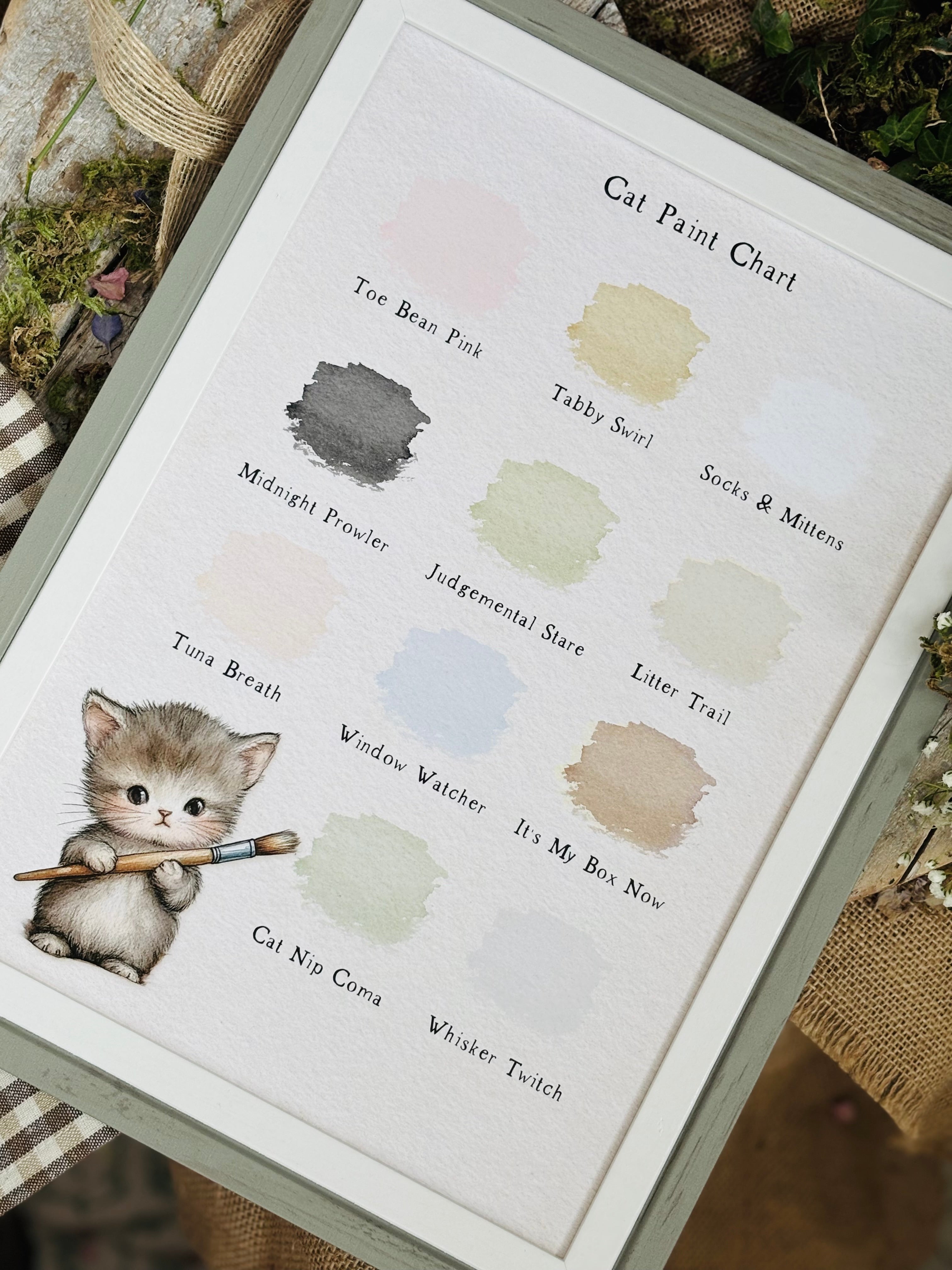 The Paint Chart - A4 Framed Print - Cat