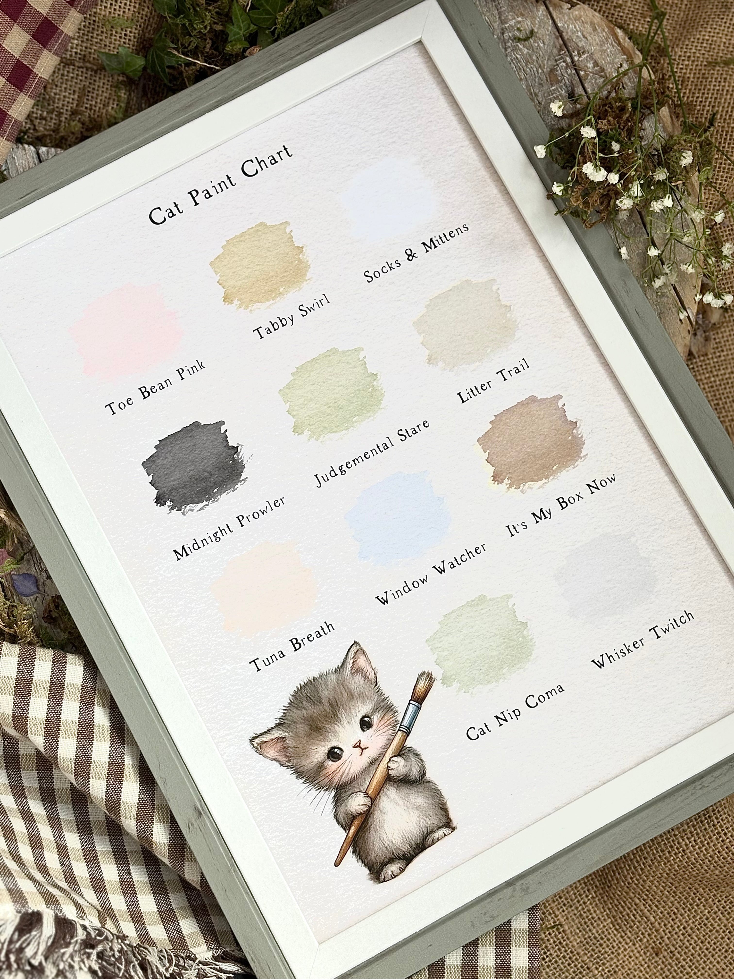 The Paint Chart - A4 Framed Print - Cat