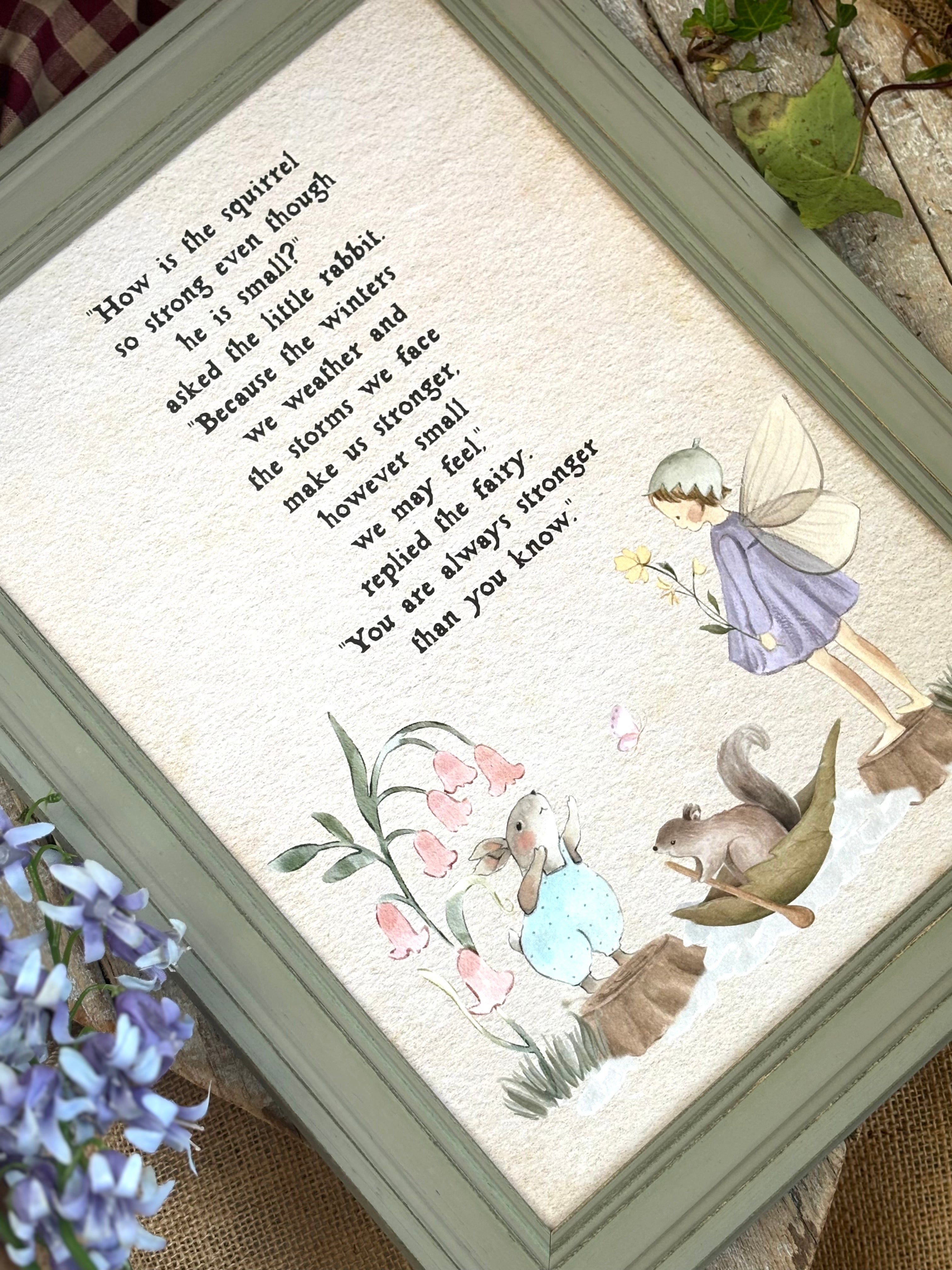 The Fairy And The Little Bunny - A4 Framed Print - Stronger Than You Know