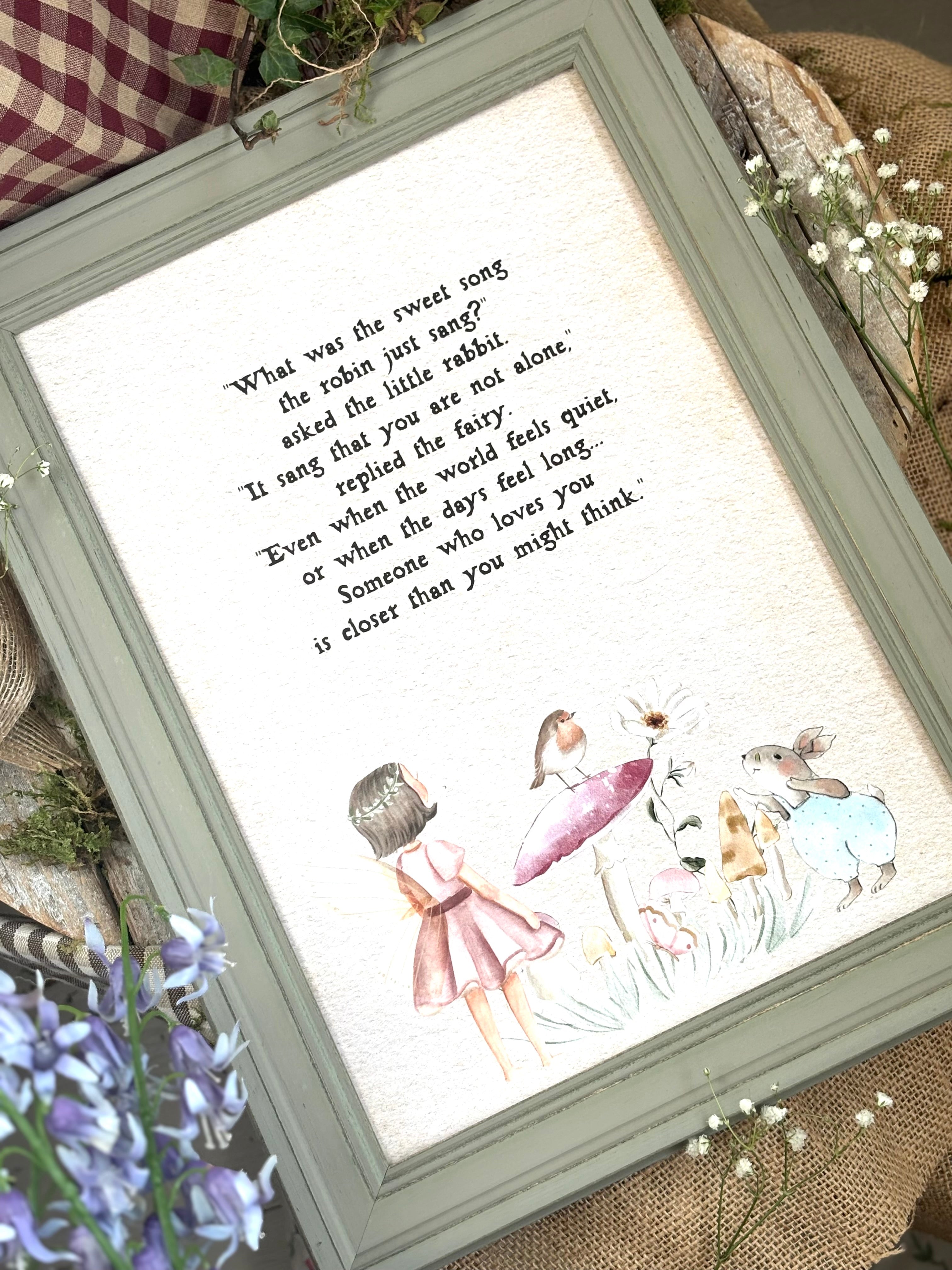 The Fairy And The Little Bunny - A4 Framed Print - Close By