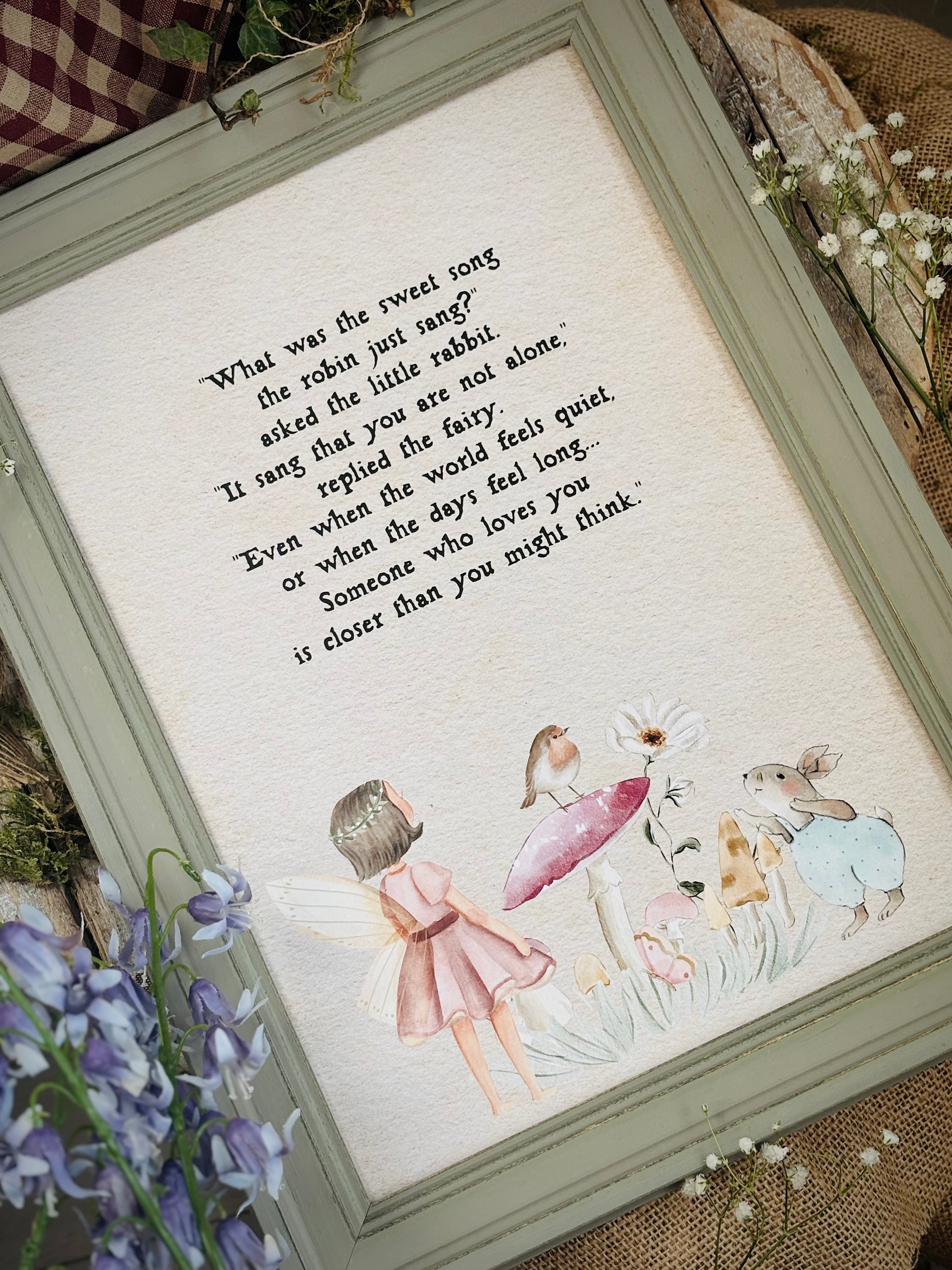 The Fairy And The Little Bunny - A4 Framed Print - Close By