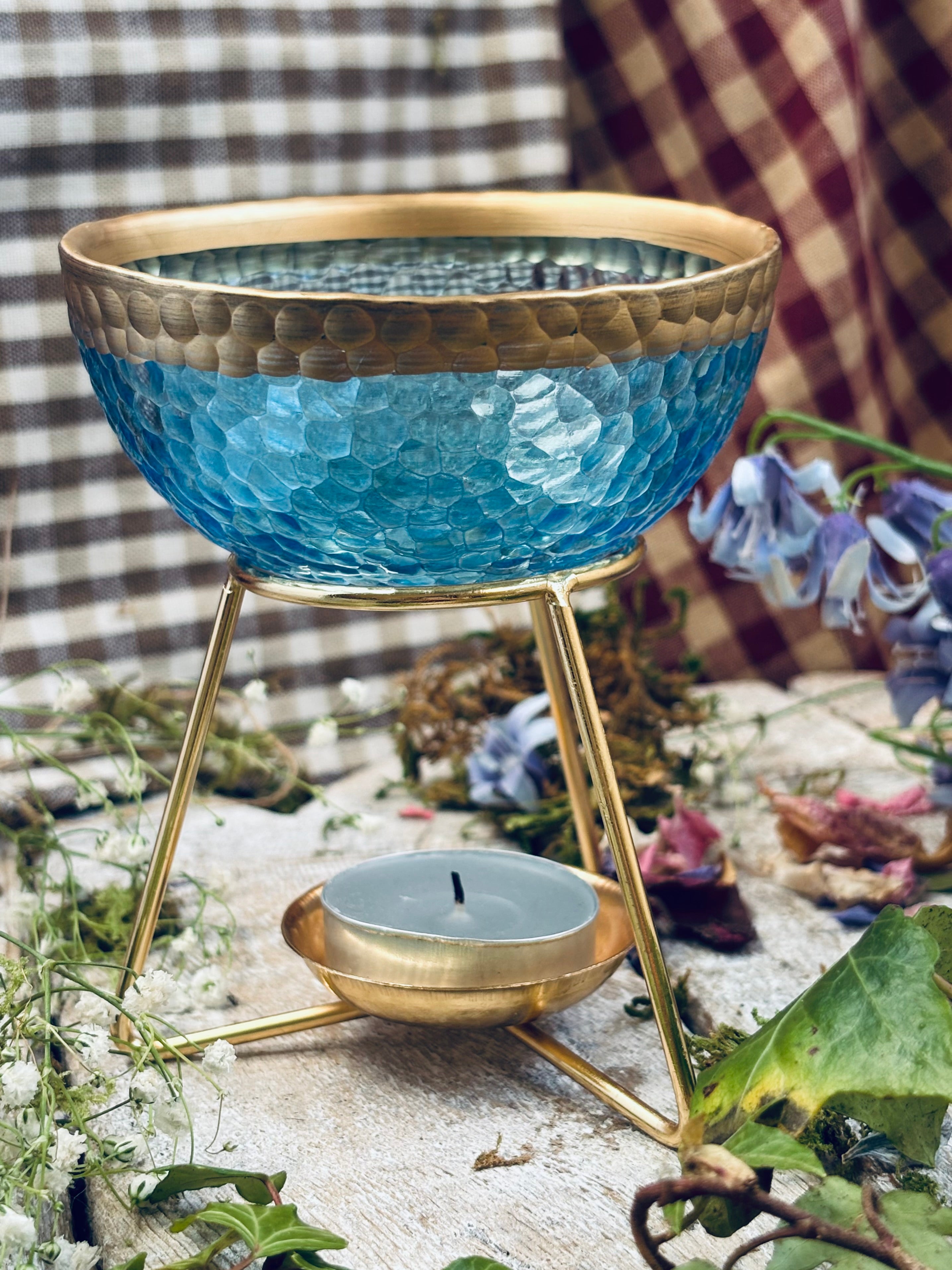 Sweet Little Glass Wax Warmer/Oil Burner (Blue)
