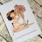 Agnes Richardson Postcard - I Must Have Flowers