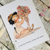 Agnes Richardson Postcard - I Must Have Flowers