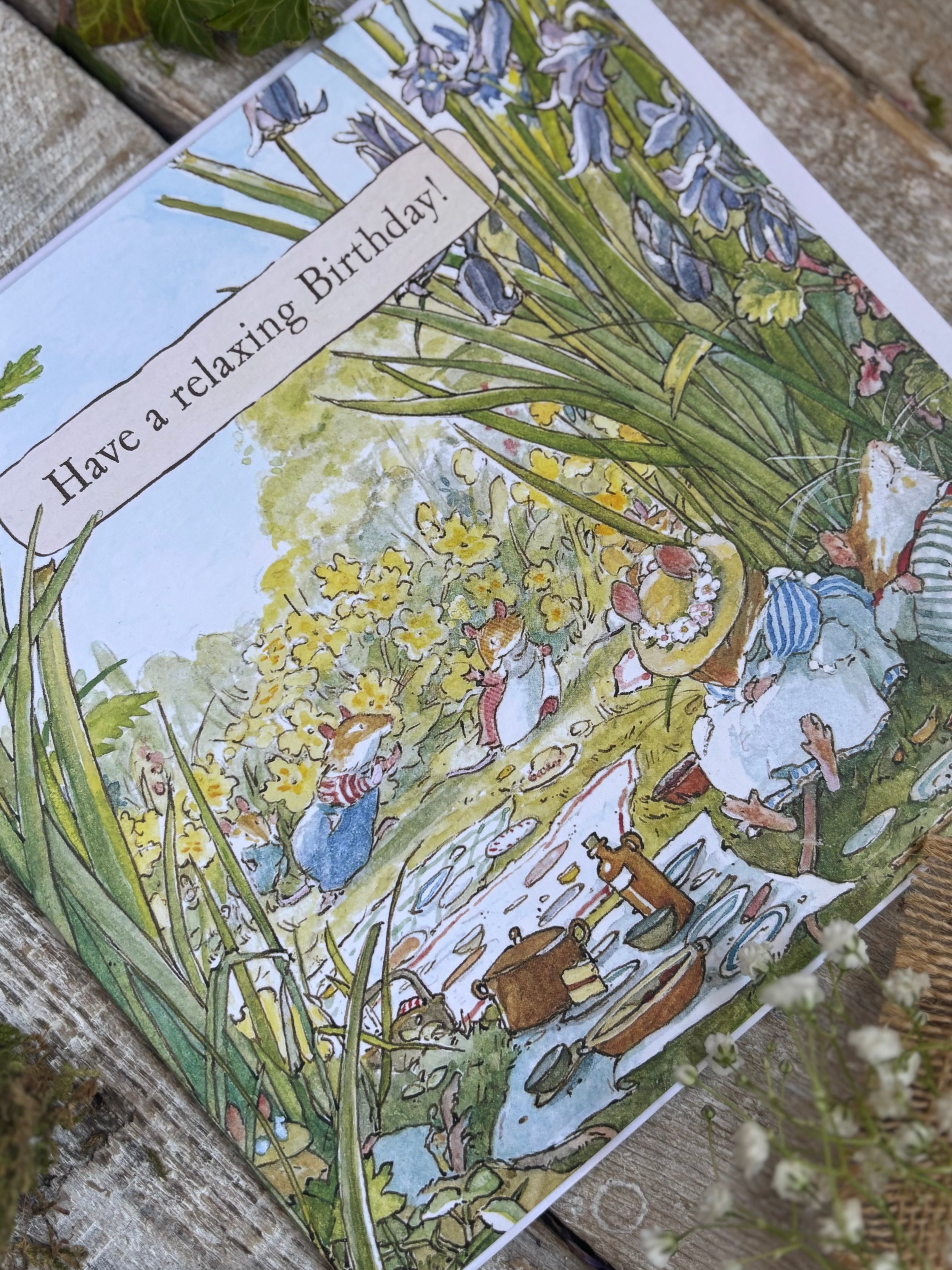 Brambly Hedge 'Snoozing Under The Bluebells' Have |A Relaxing Birthday Greeting Card