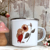 12oz Enamel Mug - Bunny And Sunflower