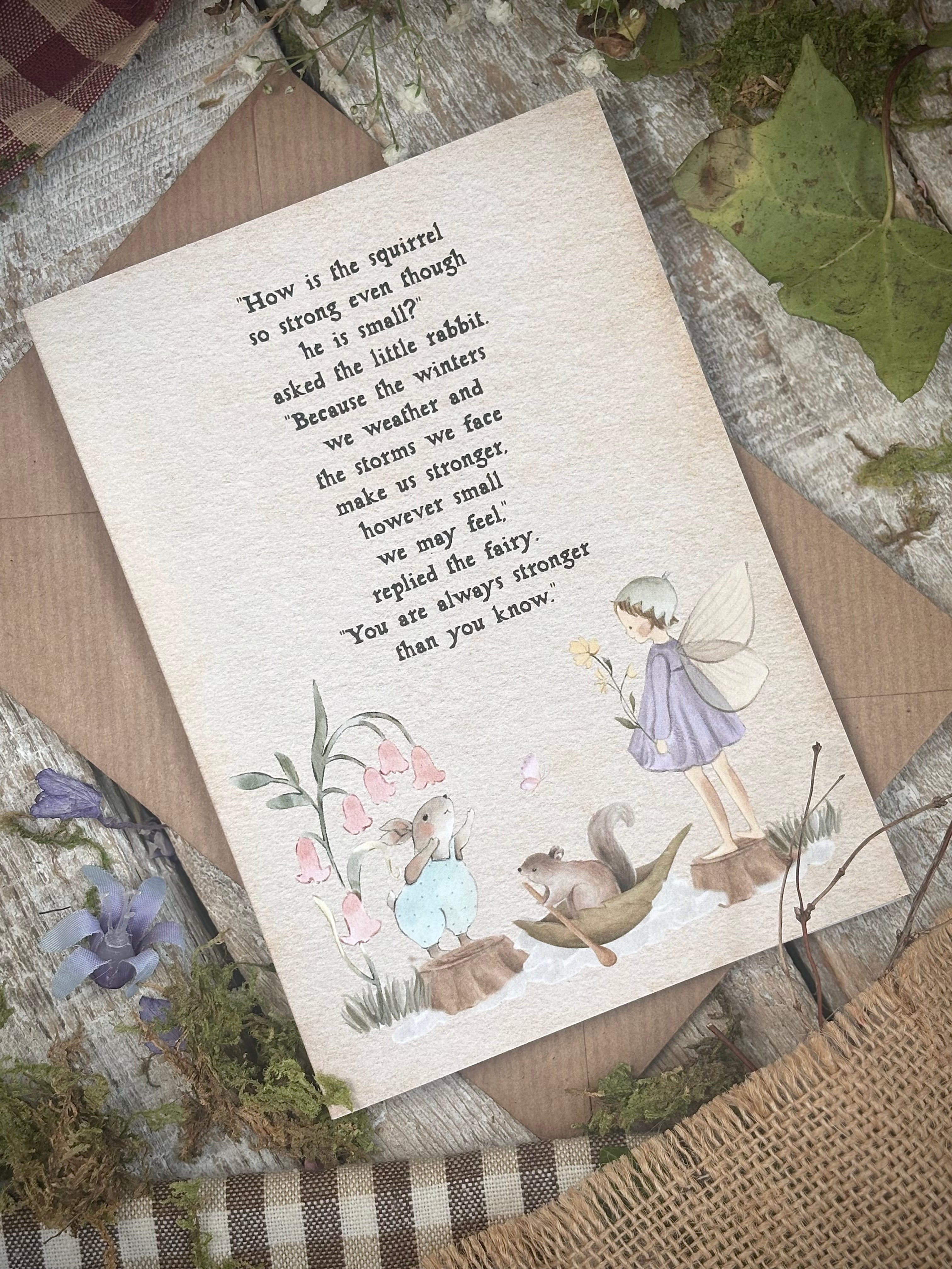 The Fairy And The Little Bunny - A6 Card - Stronger Than You Know