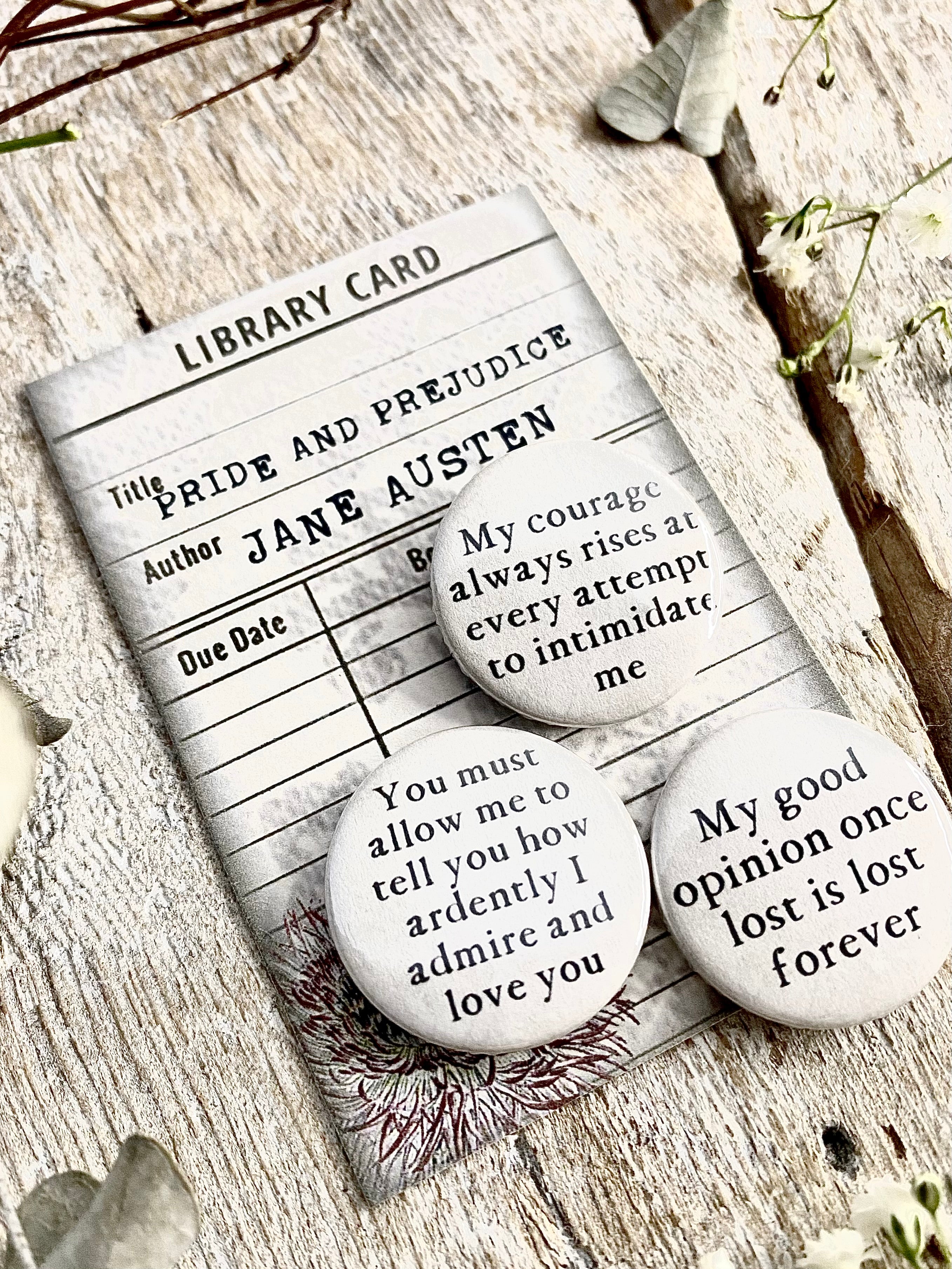 Literary Classics - Pride And Prejudice - Three Little Button Badges