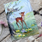 Postcard- Fawn In Summer Woodland - Margaret Lynes