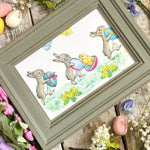 Rabbits With Easter Eggs - Molly Brett - Framed Postcard
