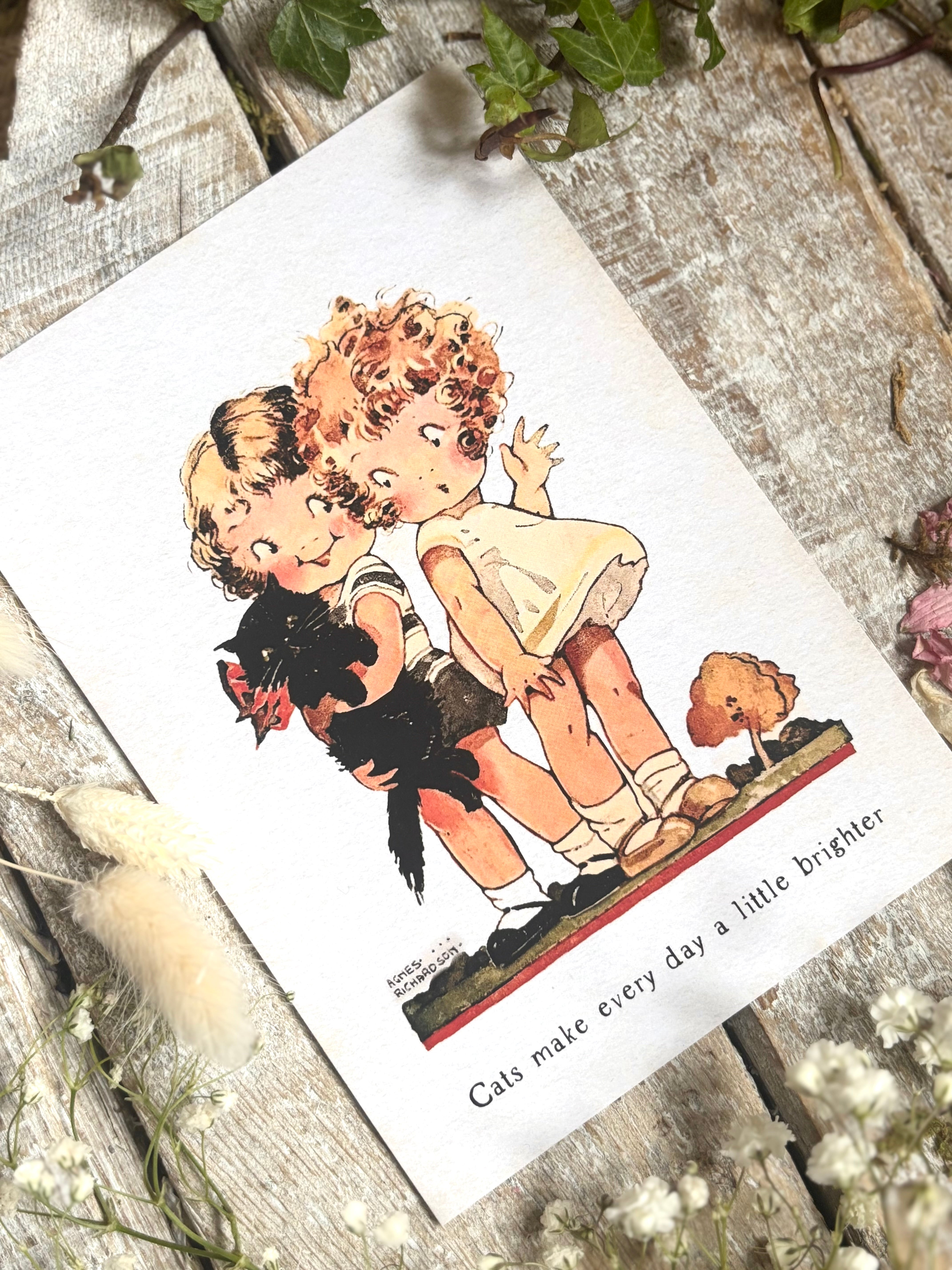 Agnes Richardson Postcard - Cats Make Every Day A Little Brighter