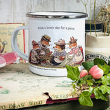 12oz Enamel Mug- What A Lovely Day For A Picnic - Foxwood Tales