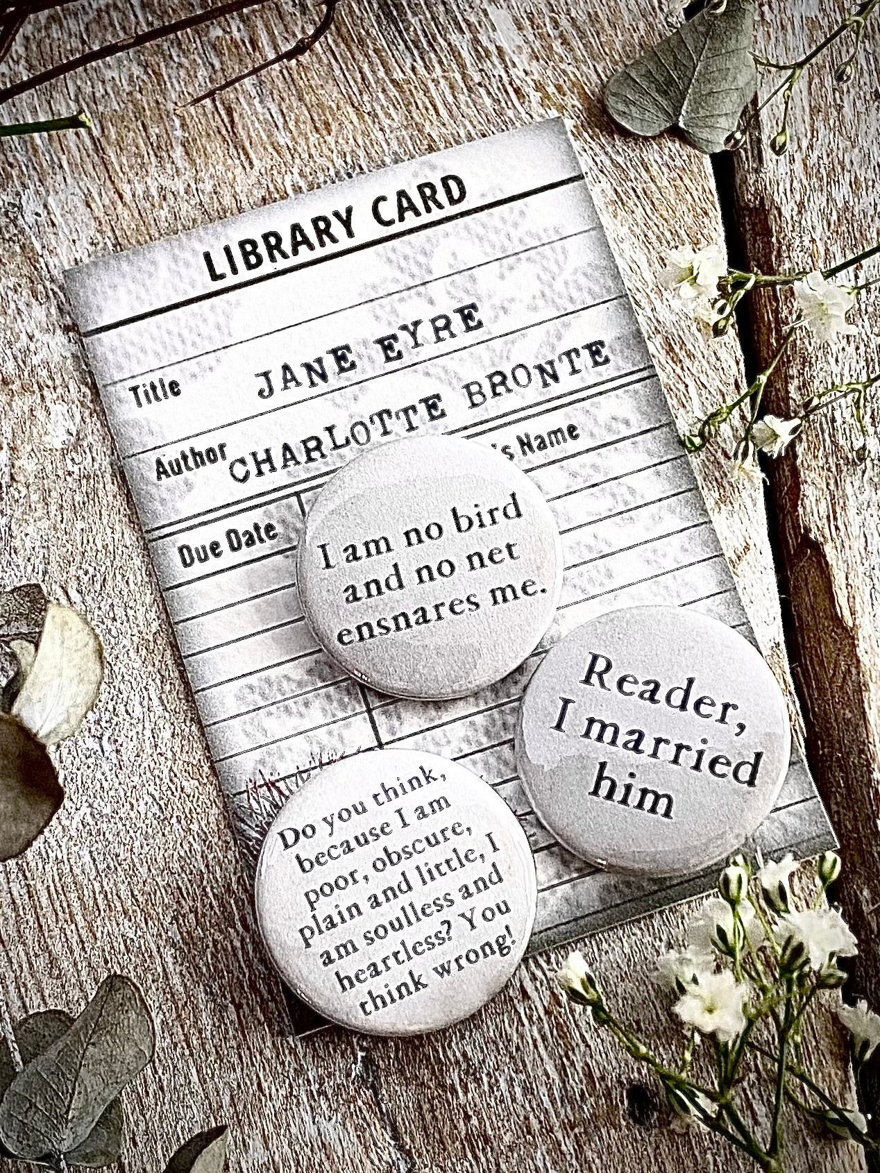 Literary Classics - Jane Eyre - Three Little Button Badges