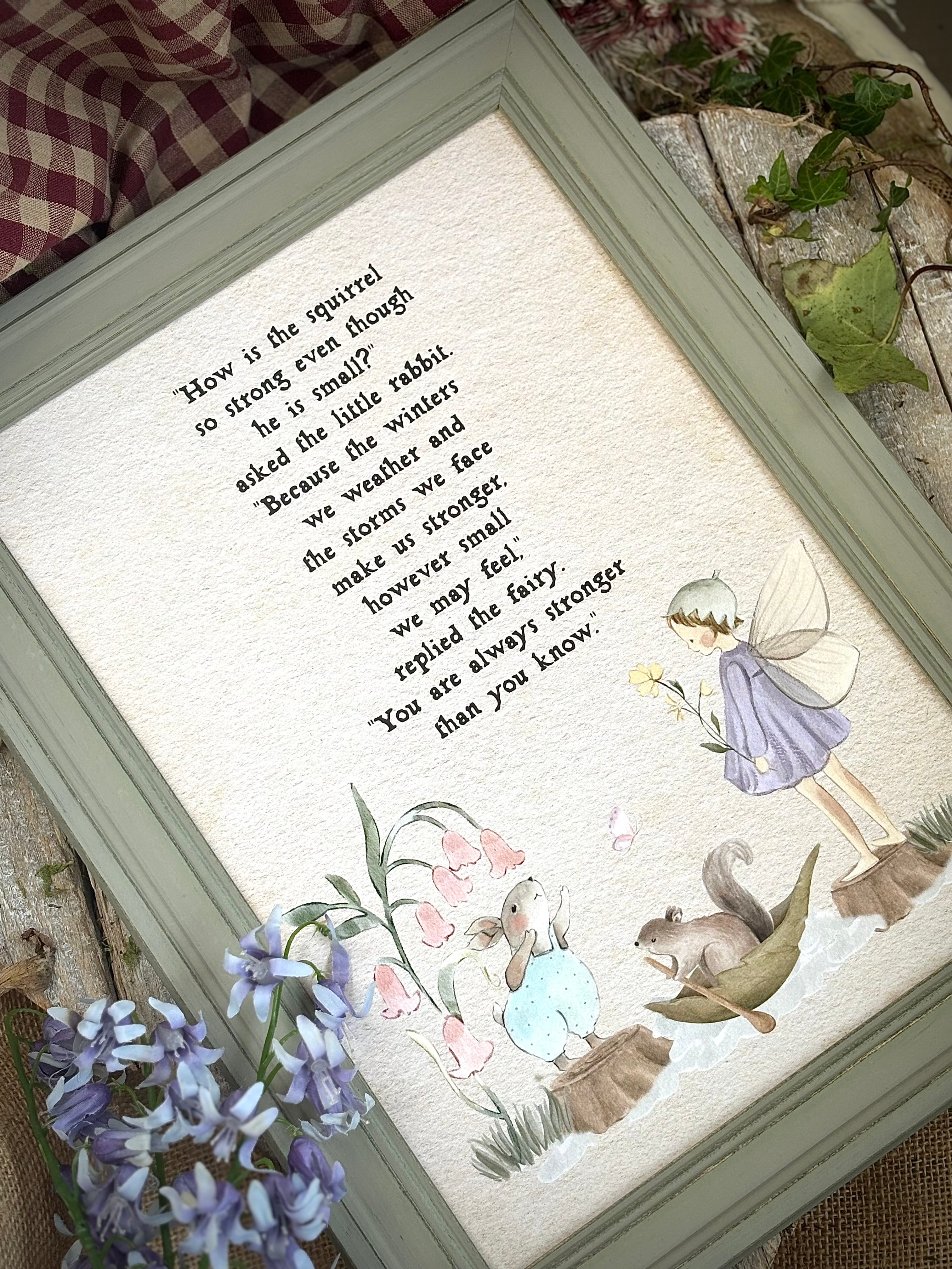 The Fairy And The Little Bunny - A4 Framed Print - Stronger Than You Know