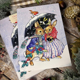 Pack Of Five Christmas Cards - Molly Brett - Two Bunnies Under Umbrella G399