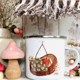 12oz Enamel Mug - Snuggled Squirrel
