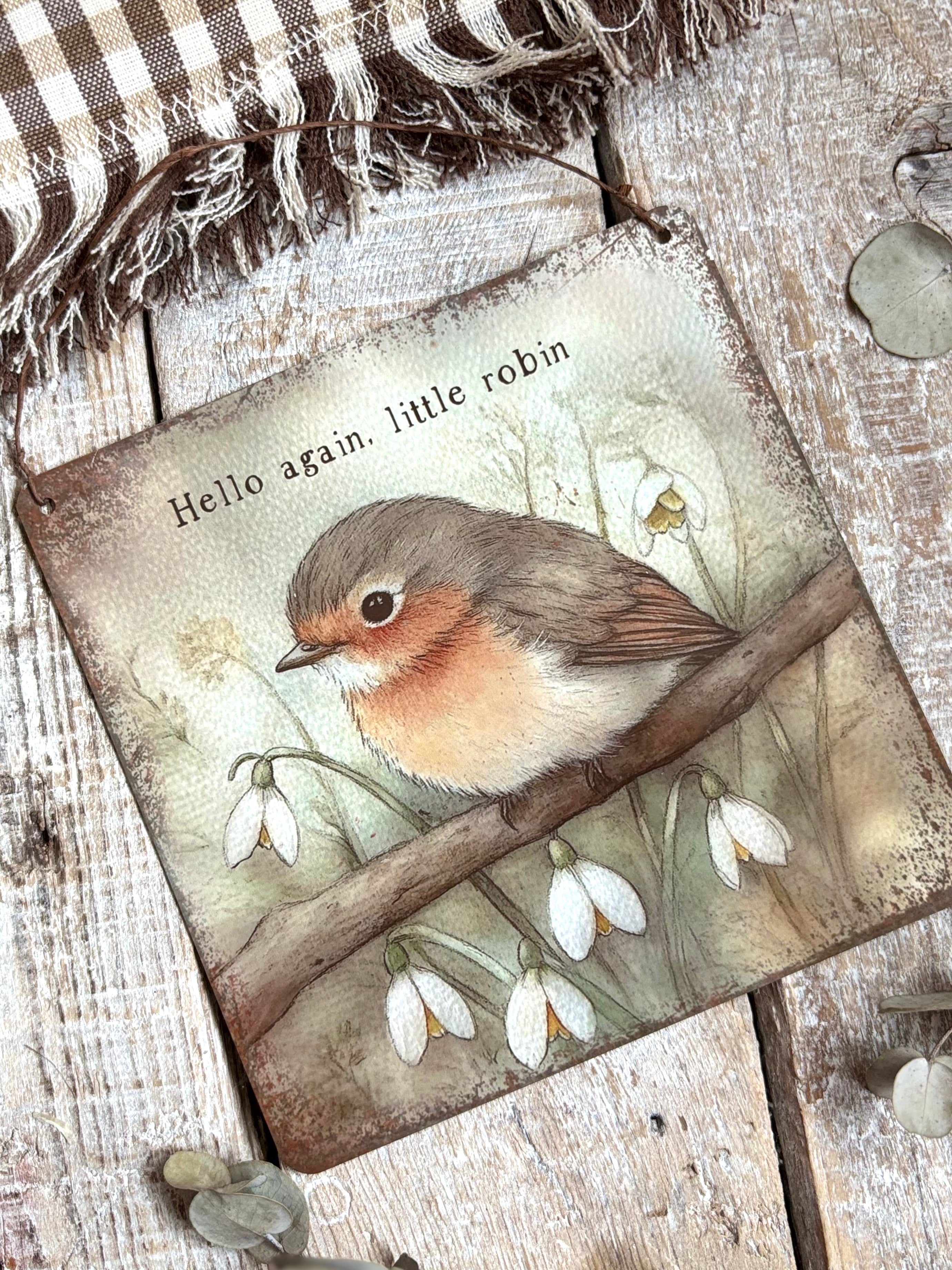 Aluminium Sign - Hello Again, Little Robin