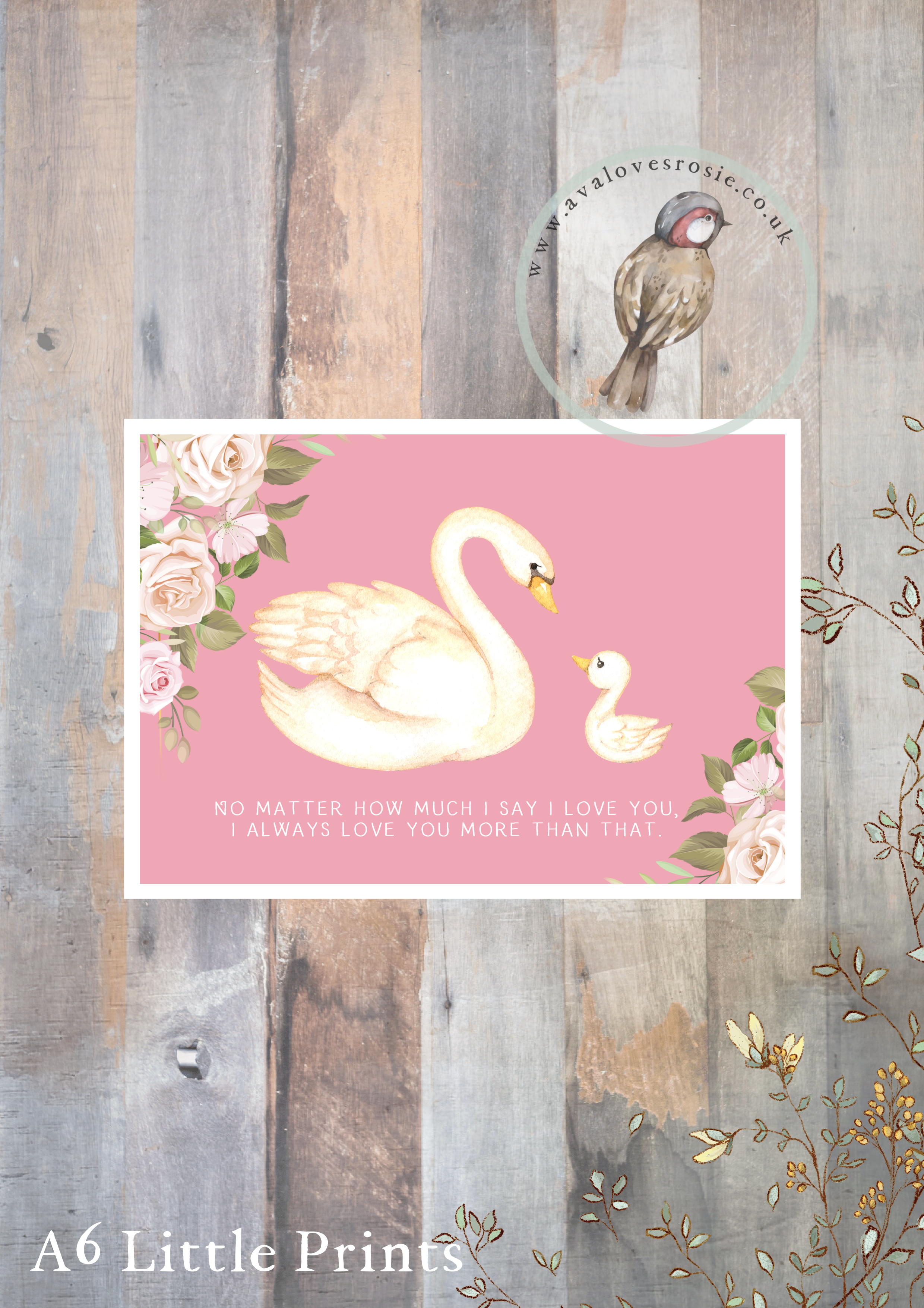 Little Print - A6 Size - Swans - No Matter How Much