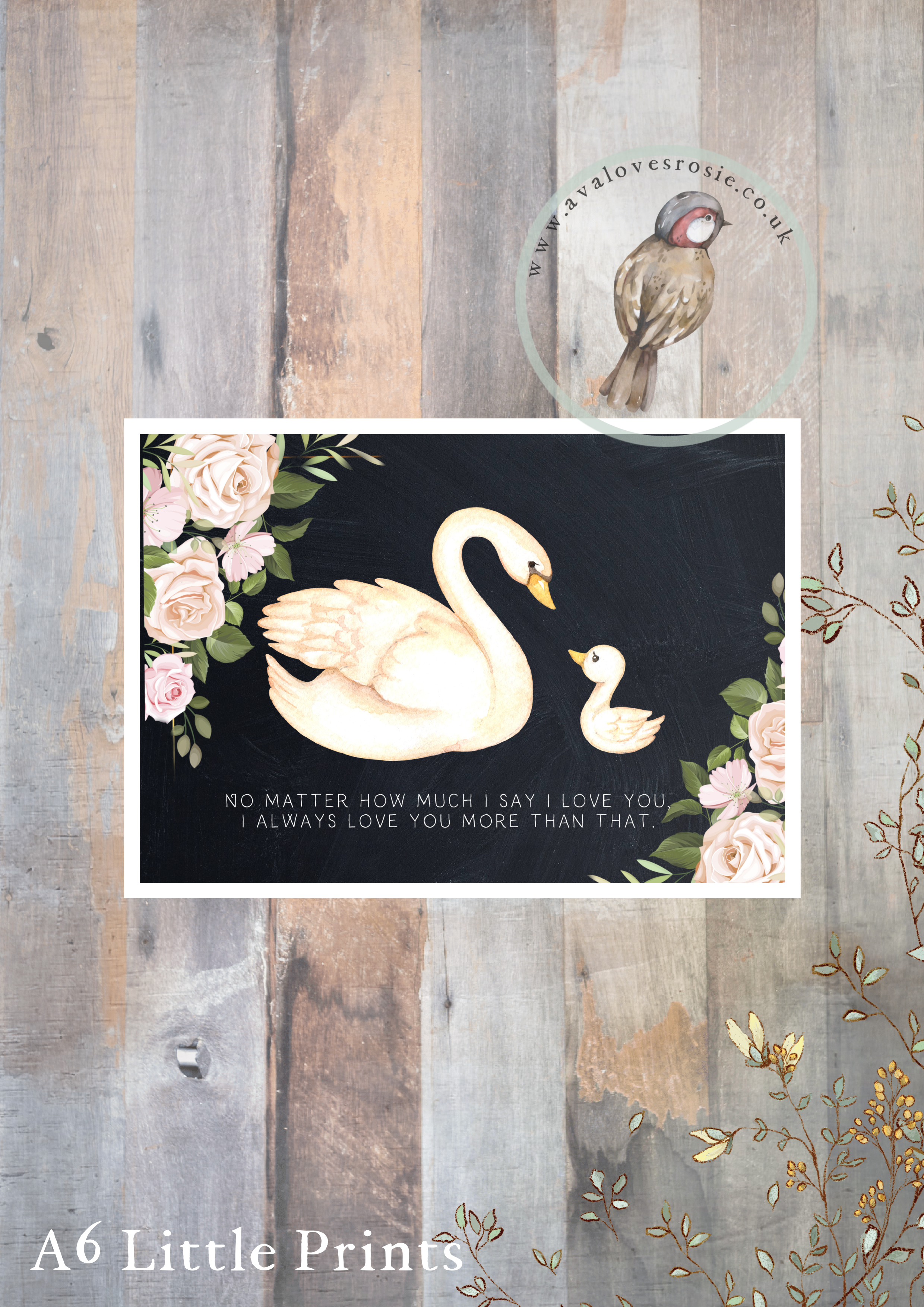 Little Print - A6 Size - Swans - No Matter How Much