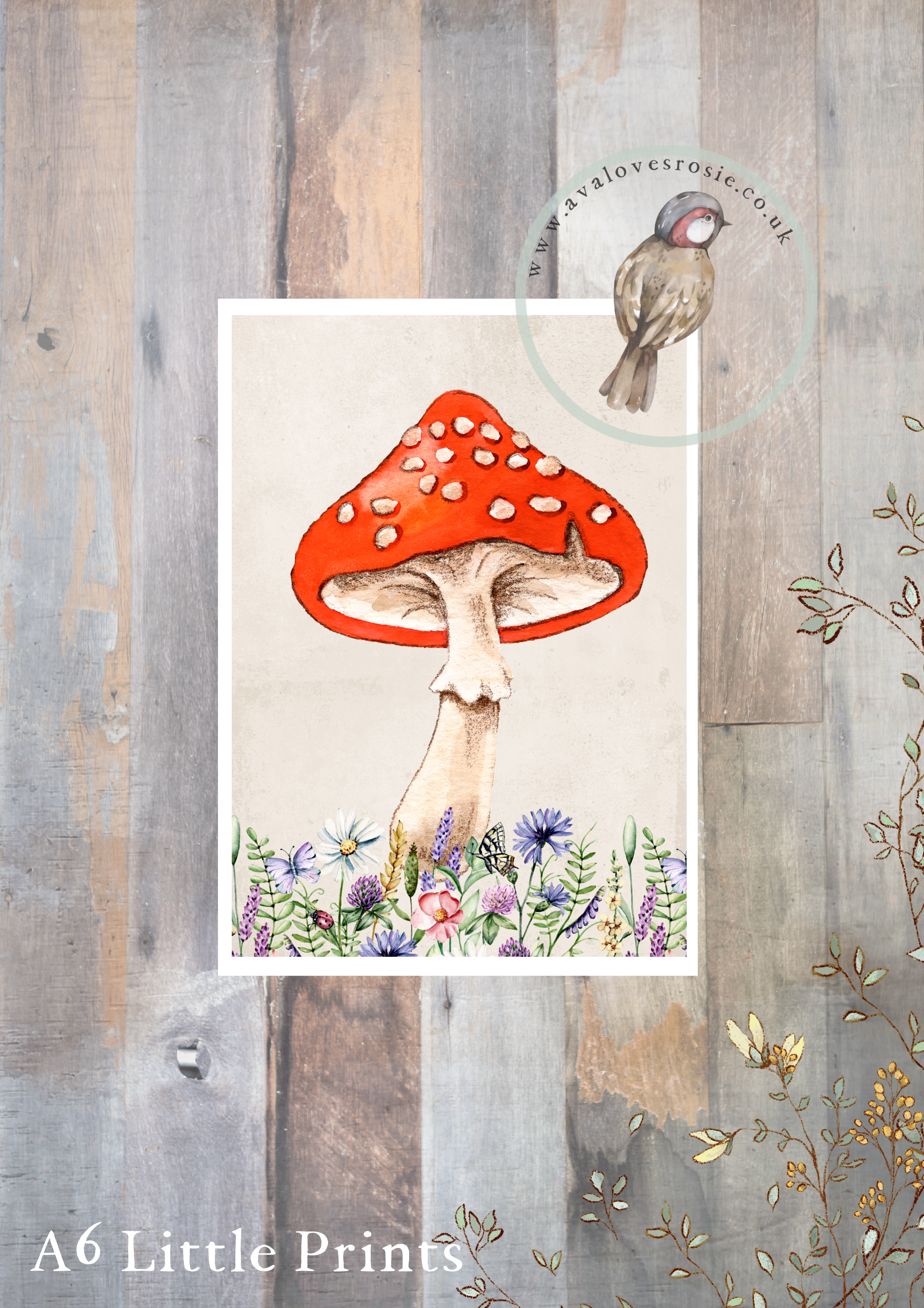 Little Print - A6 Size - Pack of 3, Toadstools