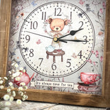 Sweet Rustic Wishing Wood Bear Clock