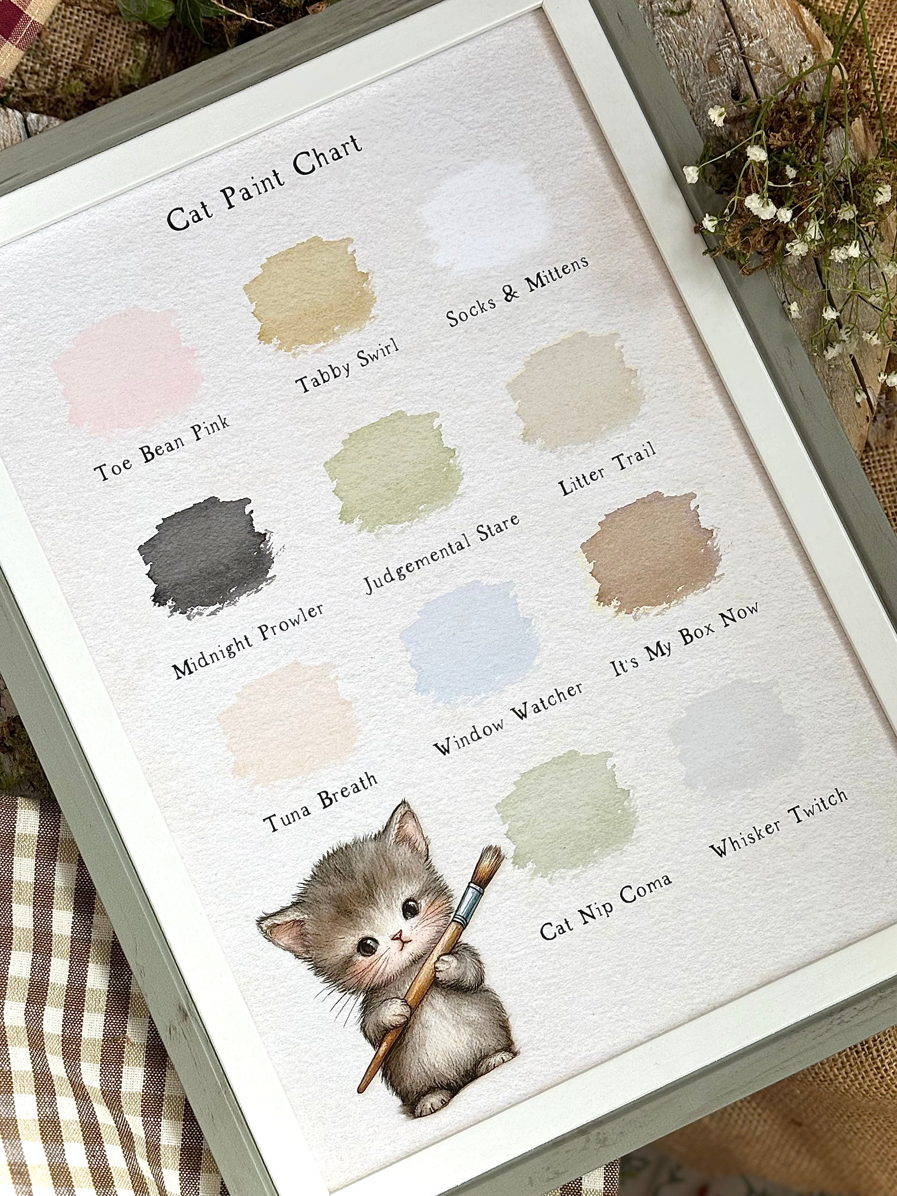 The Paint Chart - A4 Framed Print - Cat