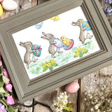 Rabbits With Easter Eggs - Molly Brett - Framed Postcard