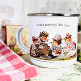 12oz Enamel Mug- What A Lovely Day For A Picnic - Foxwood Tales