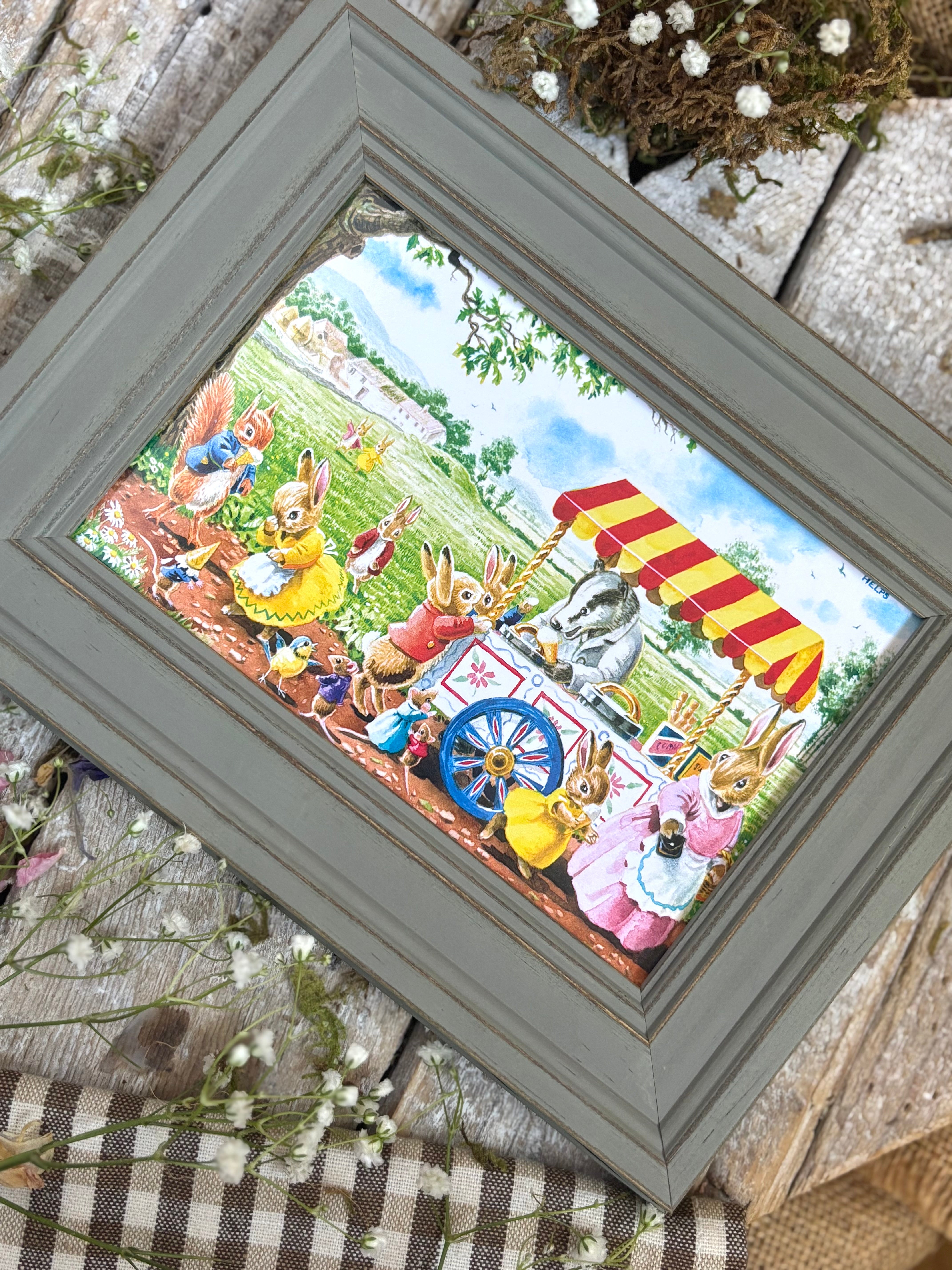 The Ice Cream Man, Racey Helps, 6x4" Framed Postcard