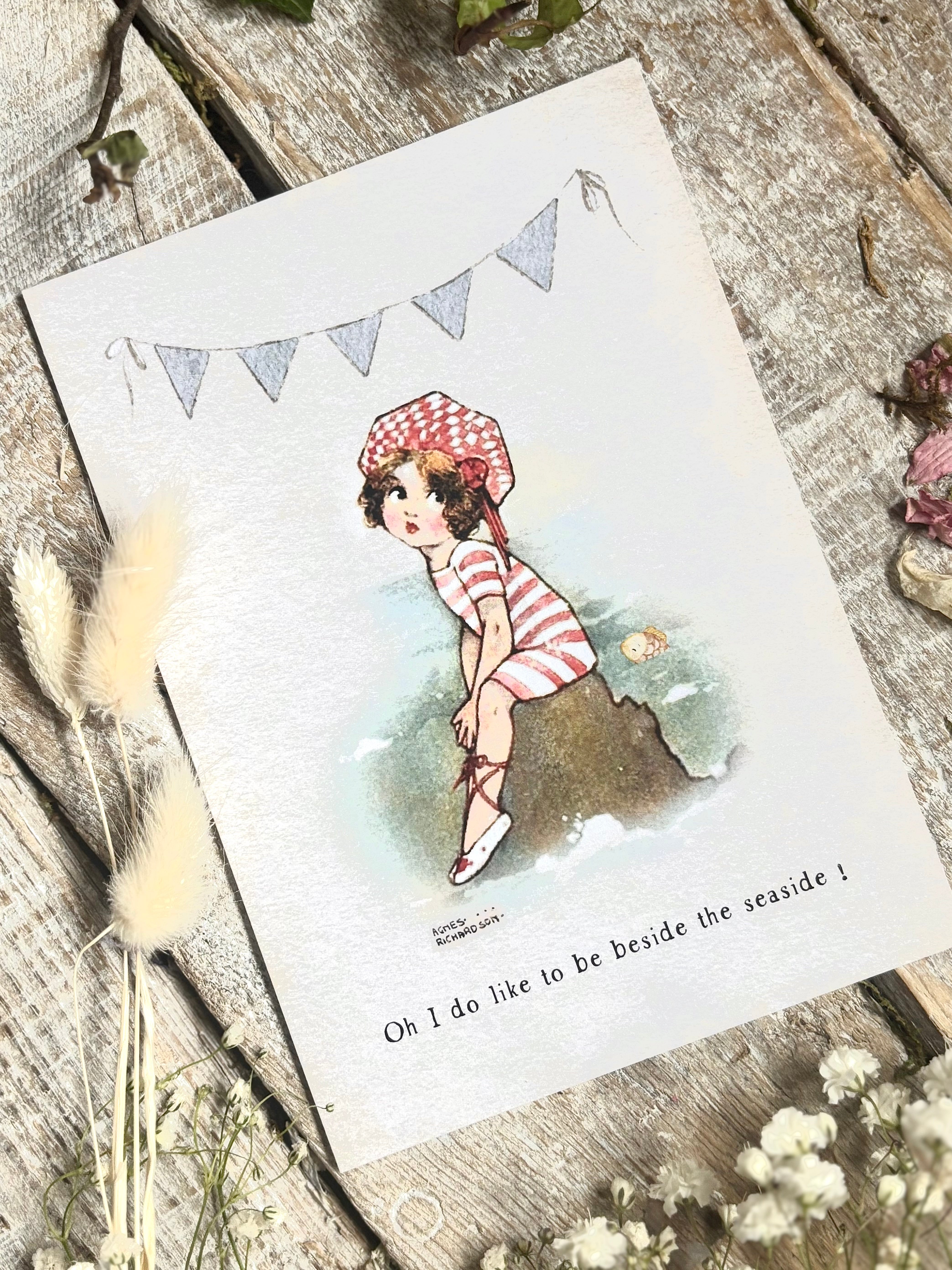 Agnes Richardson Postcard - Oh I Do Like To Be Beside The Seaside
