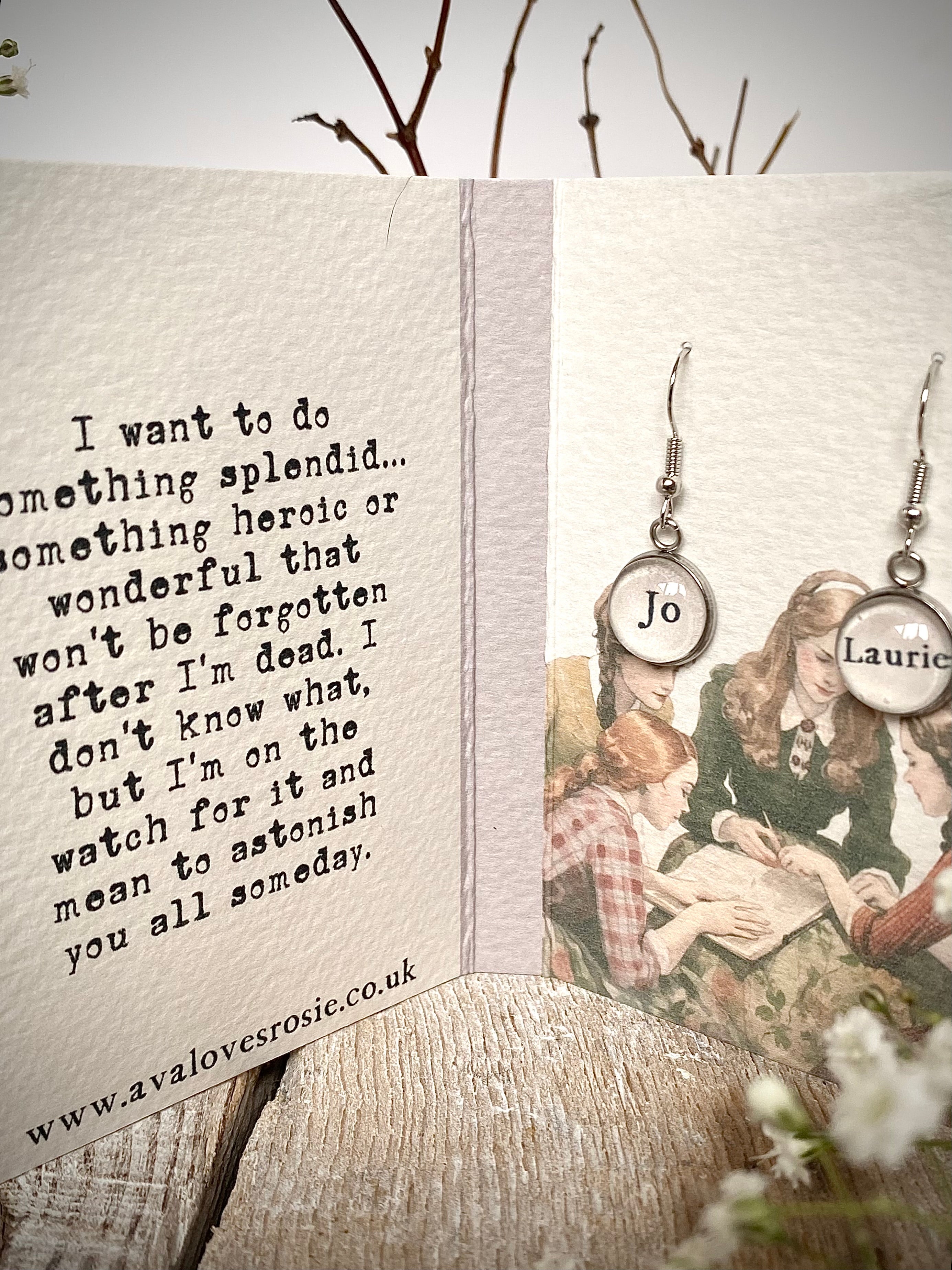 Literary Classic Earrings - Little Women, Louisa M Alcott