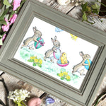 Rabbits With Easter Eggs - Molly Brett - Framed Postcard