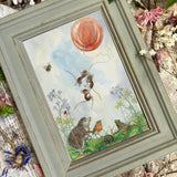 Balloon Goes Up - Molly Brett - Framed Postcard