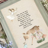 The Fairy And The Little Bunny - A4 Framed Print - Happiness In The Small Things