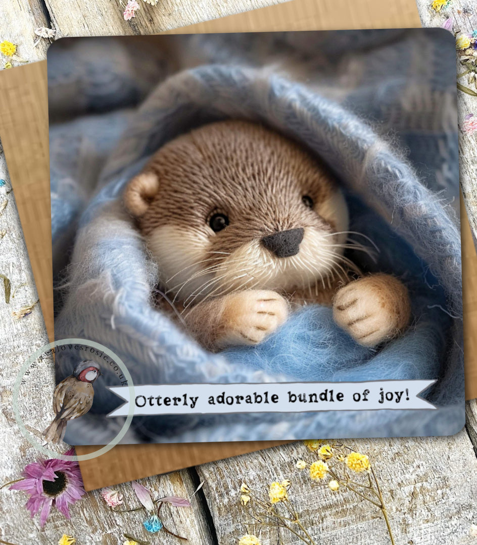 Otter Greetings Card 04 - Bundle of Joy