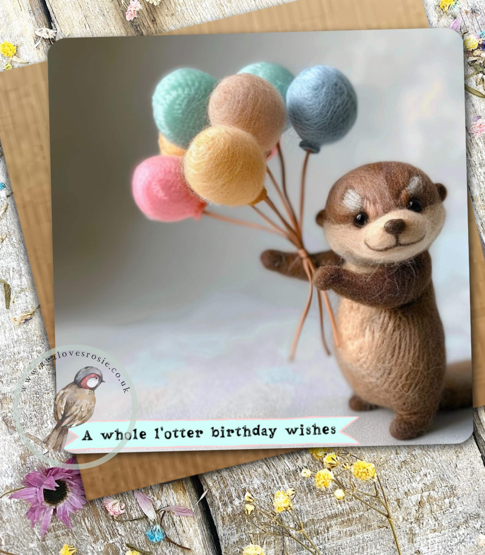 Otter Greetings Card 09 - Birthday Wishes