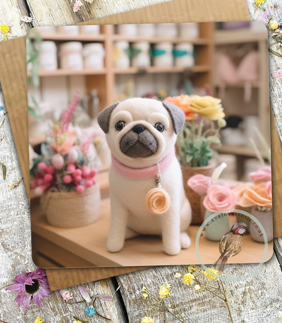 Sugar Paws - Blank Greeting Card - Pug - #16