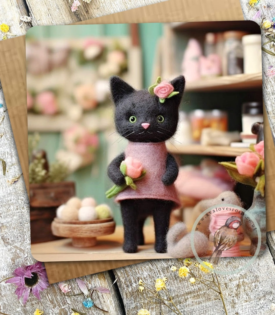 Sugar Paws - Blank Greeting Card - Black Cat - #33