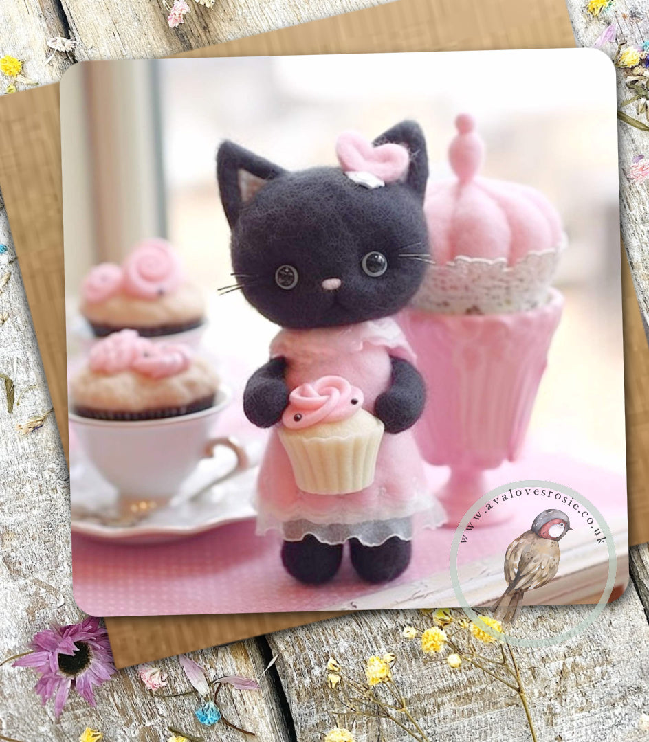 Sugar Paws - Blank Greeting Card - Black Cat - #34