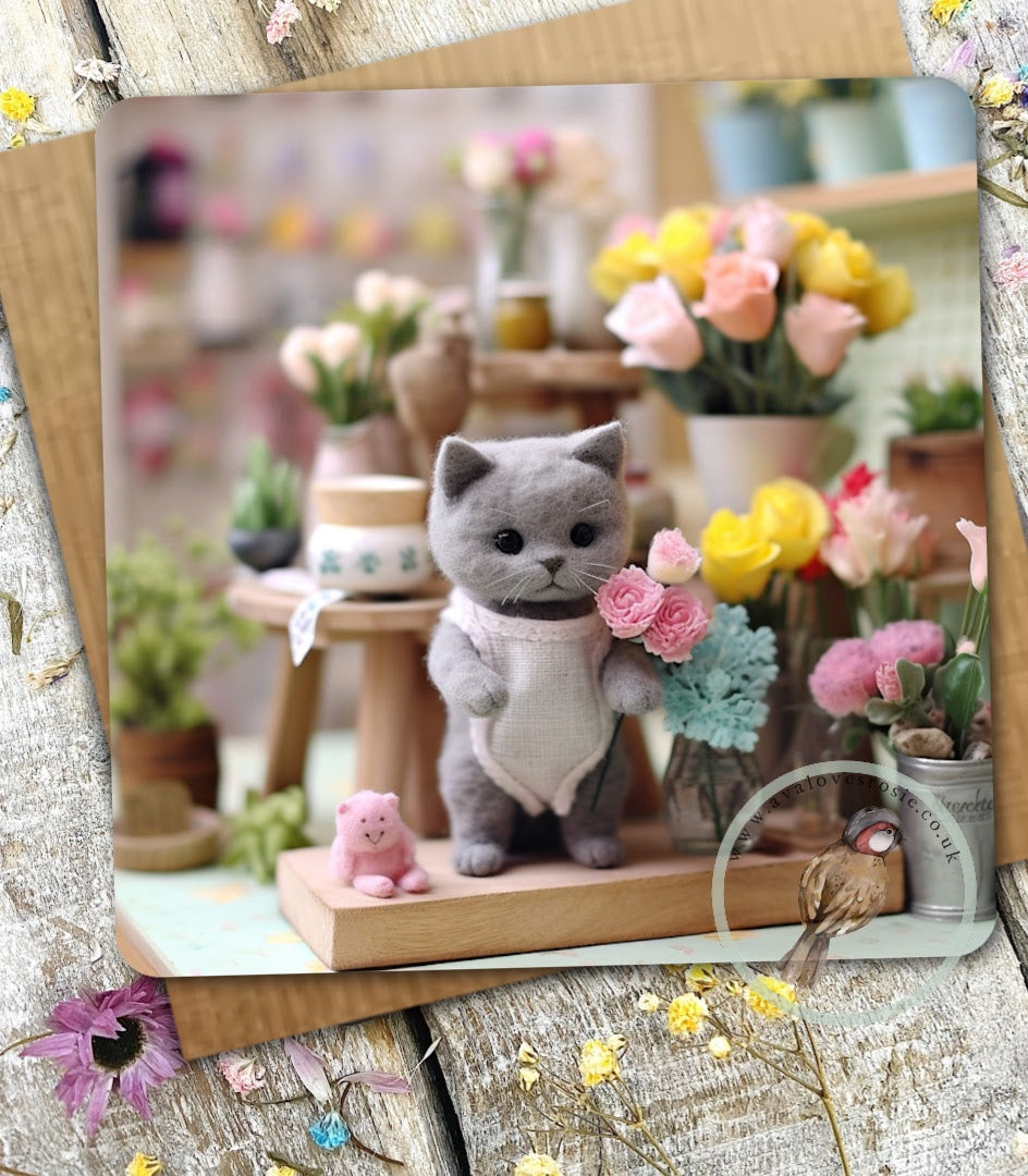 Sugar Paws - Blank Greeting Card - Grey Cat - #35