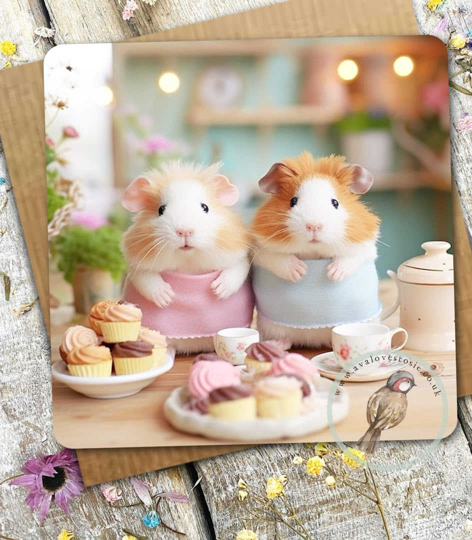 Sugar Paws - Blank Greeting Card -Guinea Pigs - #44