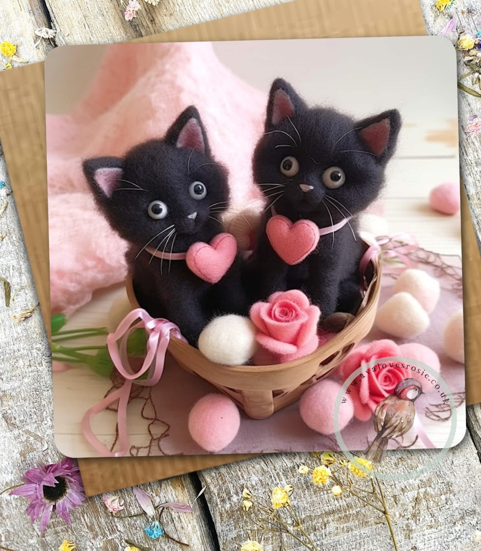 Sugar Paws - Blank Greeting Card - Black Kittens - #48