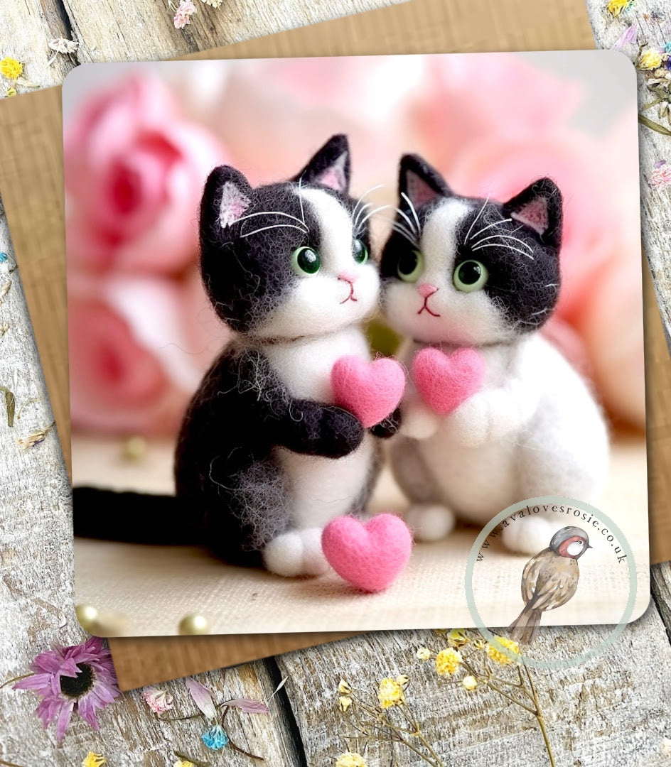 Sugar Paws - Blank Greeting Card - Black and White Kittens - #49