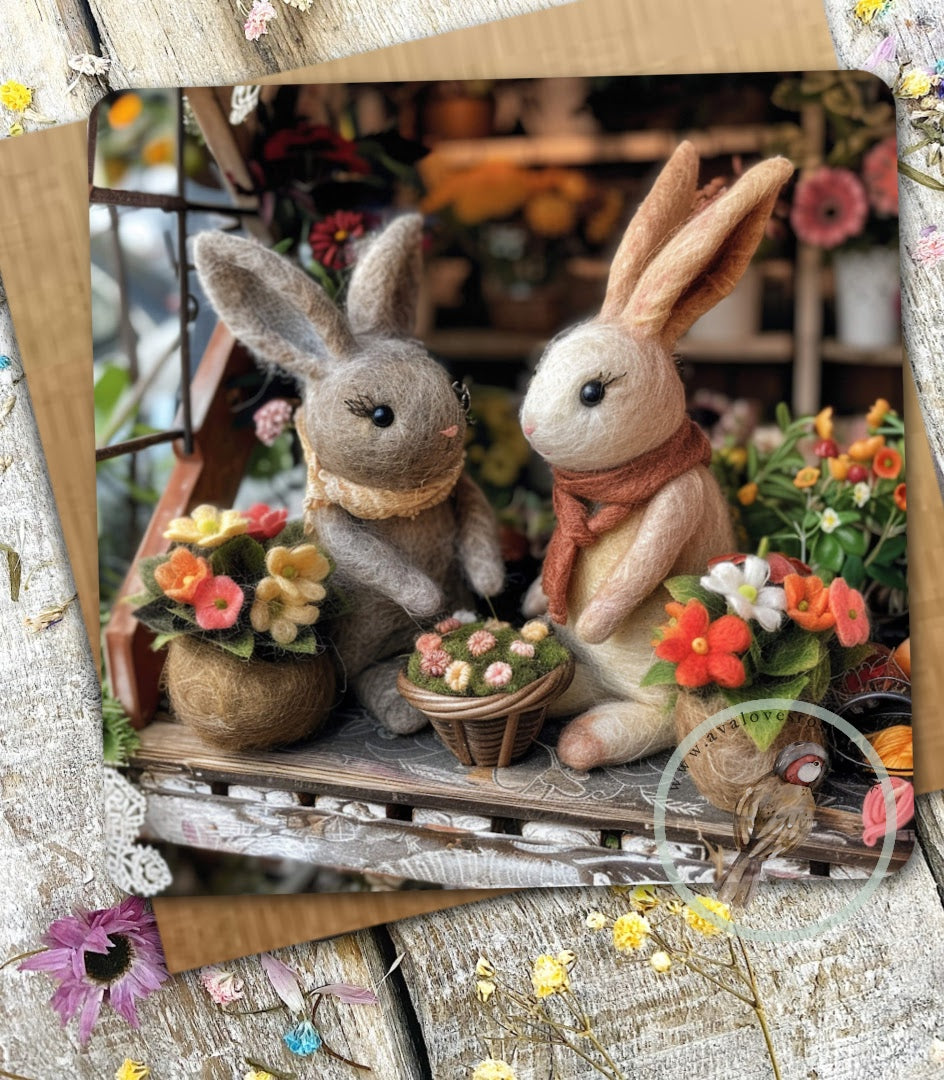 Sugar Paws - Blank Greeting Card - Bunnies - #50