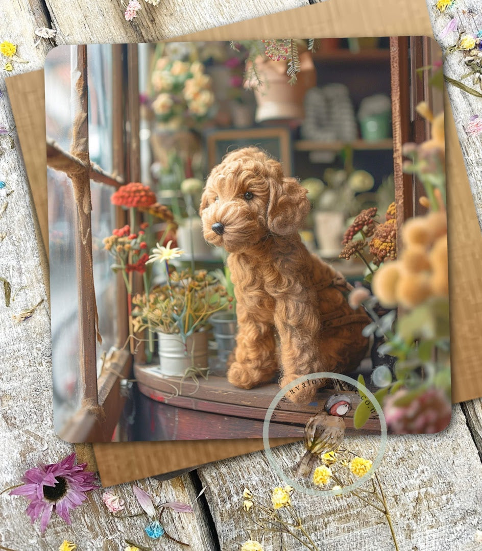 Sugar Paws - Blank Greeting Card - Golden Doodle - #9