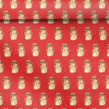 Three Sheets Of Printed Christmas Gift Wrap - Vintage Jolly Snowman