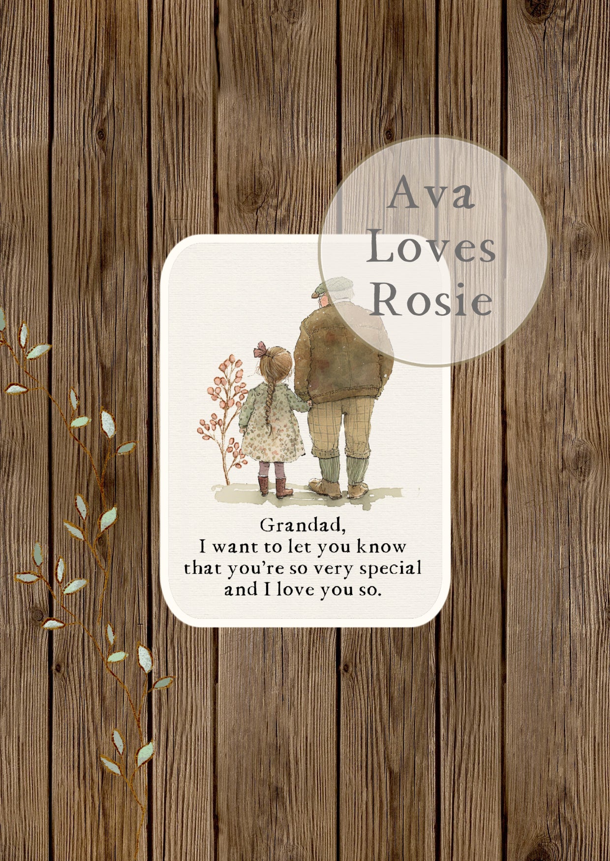 Sweet Little Keepsakes - A7 Size Prints/Cards - Girl To Grandad