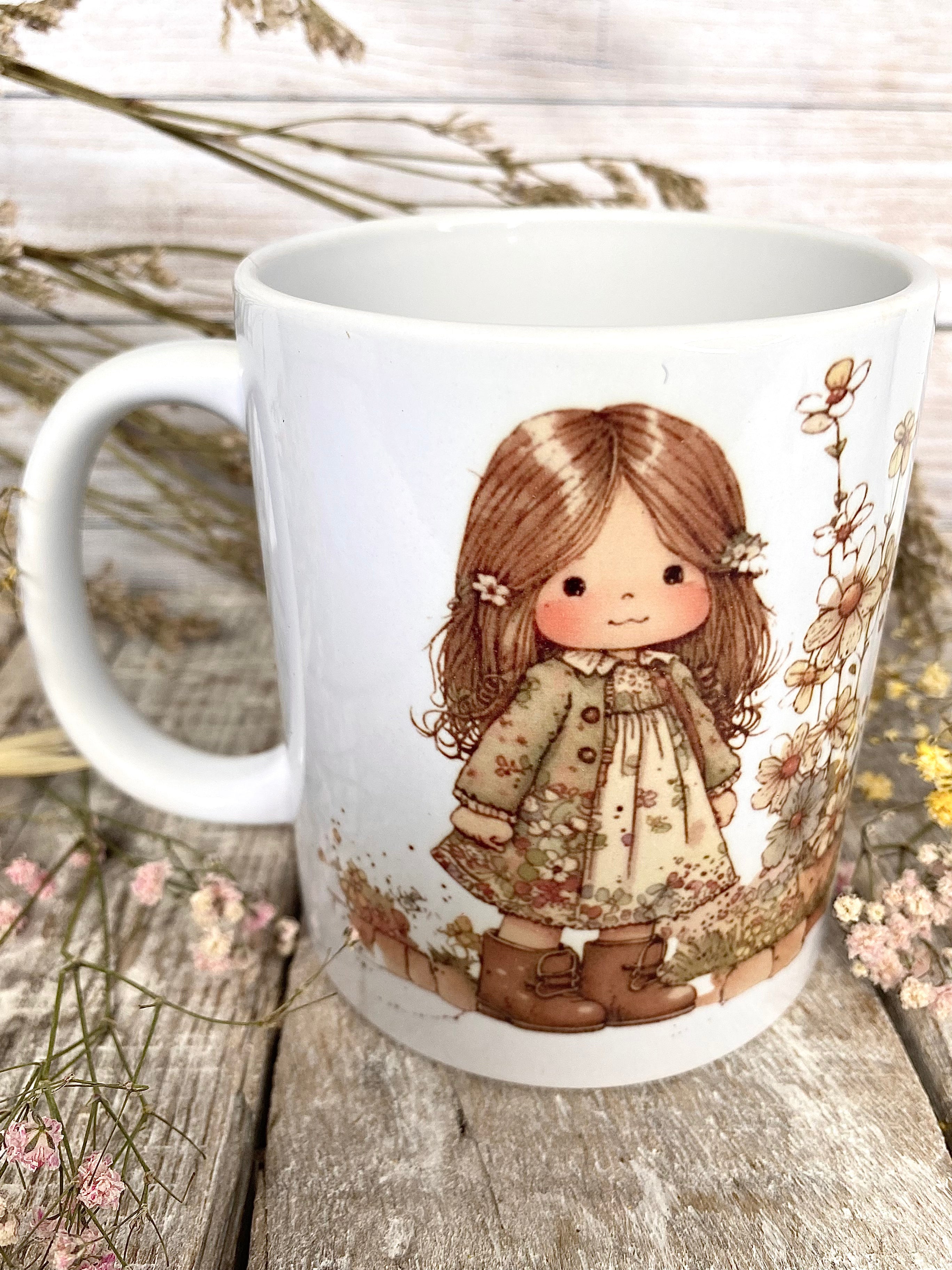 Cute Vintage Girl Ceramic Mug